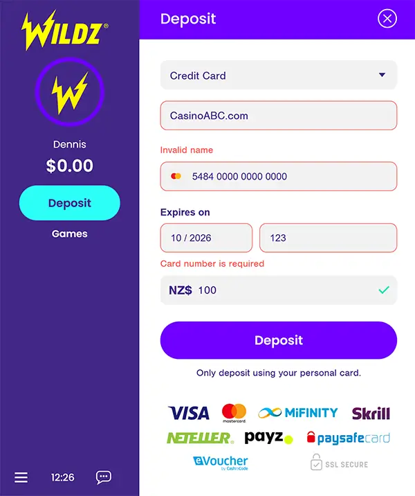 Wildz Credit Card